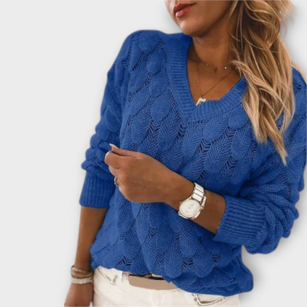 Aldina | Dame Striktrøje V-hals Pullover - Image 2
