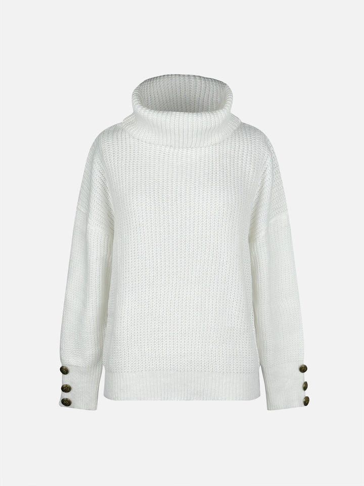 Aldona | Dame Strik Rullekrave Sweater - White - Image 5