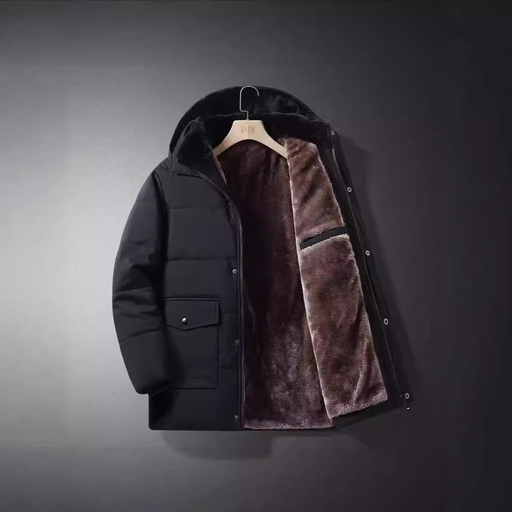 Alrik | Herre vinterjakke med fleece-for og hætte - Black - Image 1