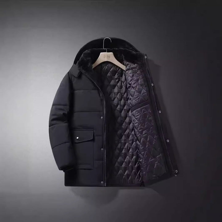 Alrik | Herre vinterjakke med fleece-for og hætte - Black - Image 4