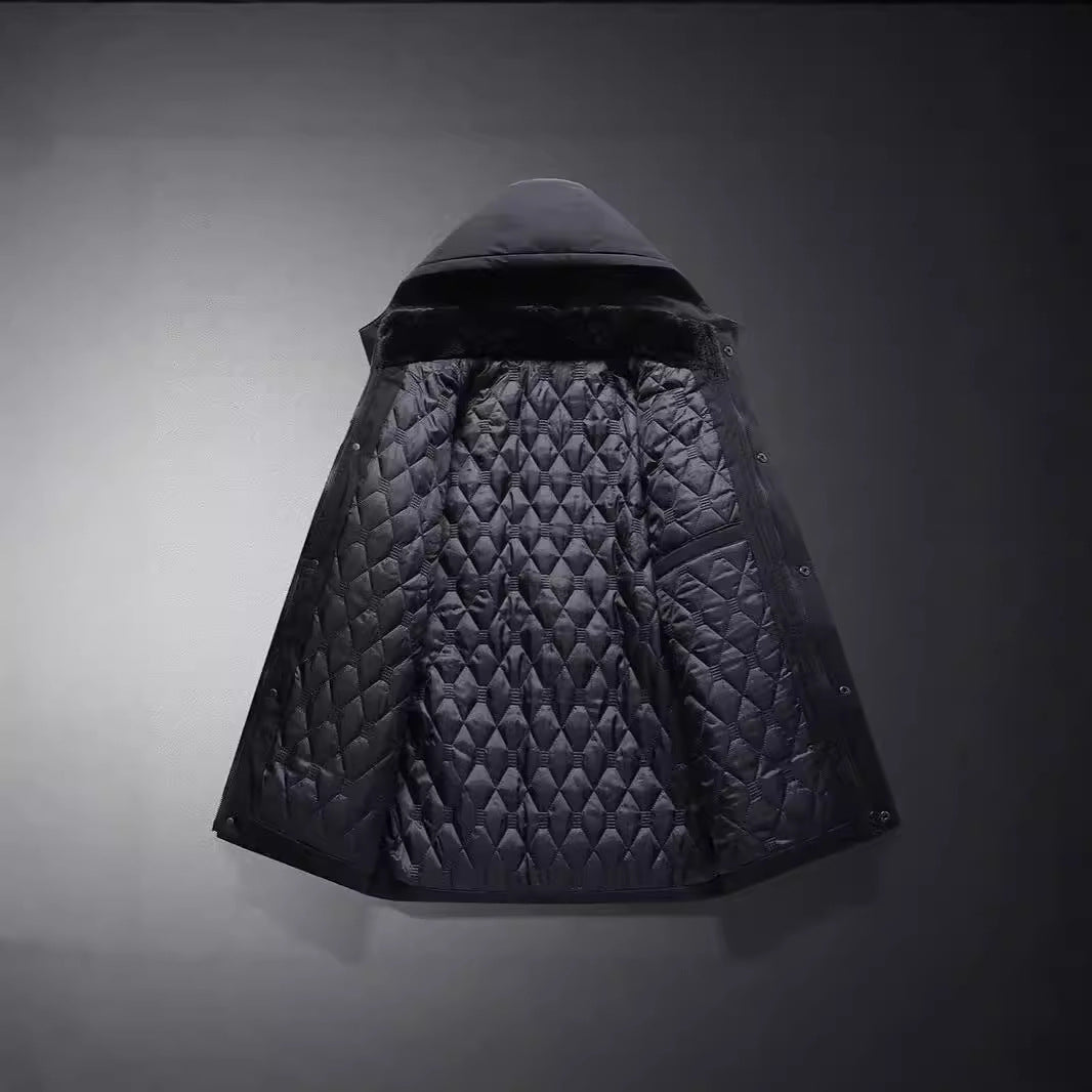 Alrik | Herre vinterjakke med fleece-for og hætte - Black - Image 5