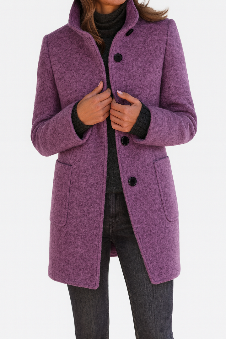 Annika | Dame Vinterfrakke Uld - Light Grey - Image 3