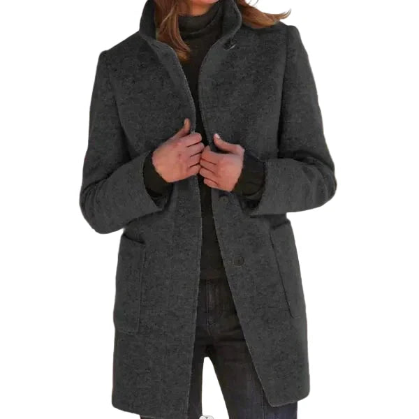 Annika | Dame Vinterfrakke Uld - Light Grey - Image 5