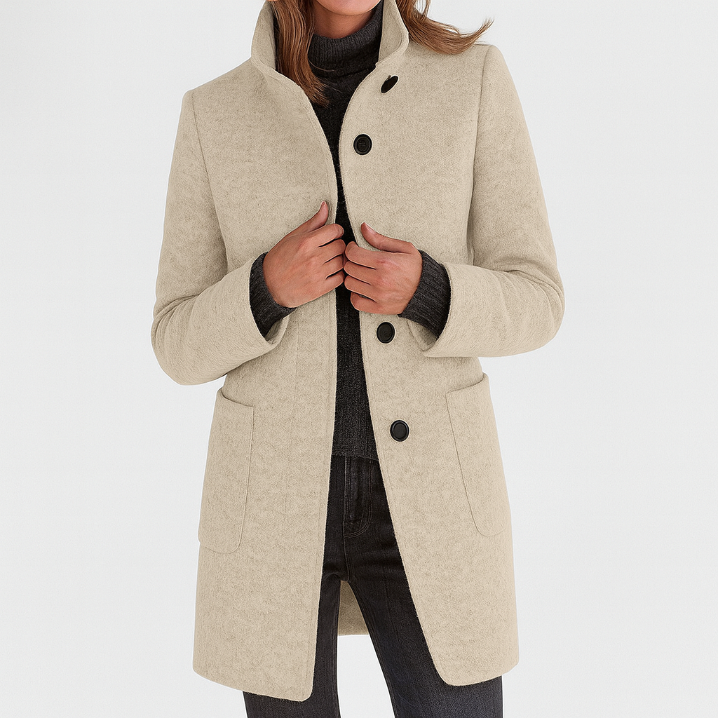 Annika | Dame Vinterfrakke Uld - Light Grey - Image 9
