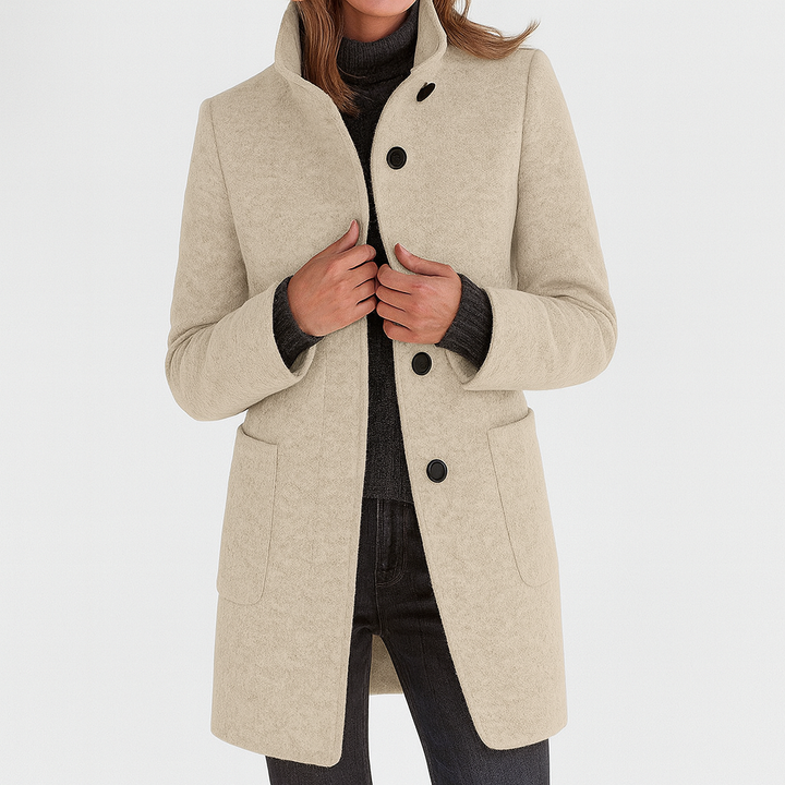 Annika | Dame Vinterfrakke Uld - Light Grey - Image 9