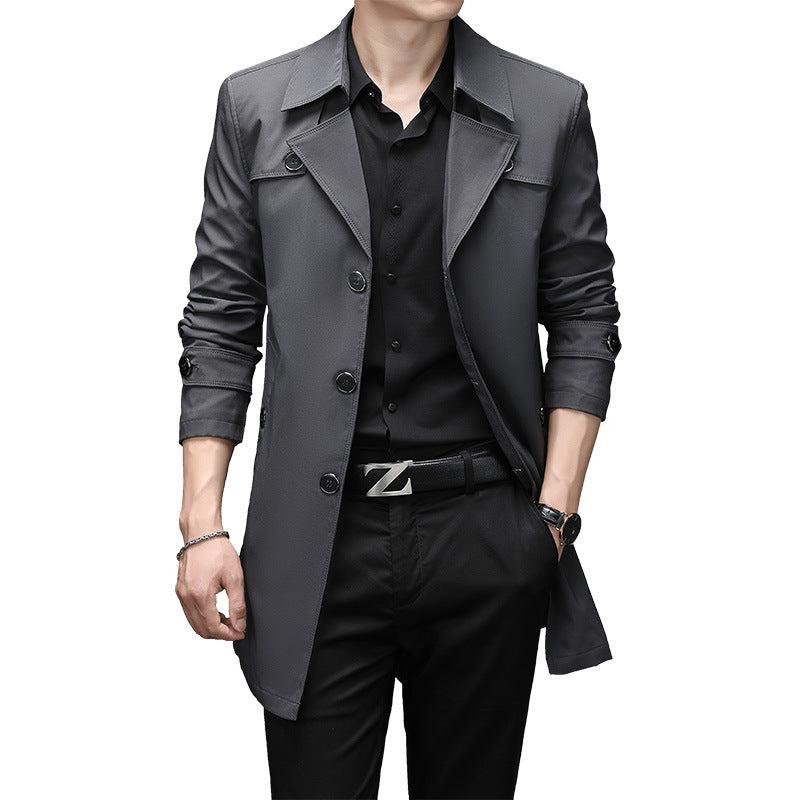Arvid | Herre Trenchcoat Slim Fit Frakke - Dark Grey - Image 11