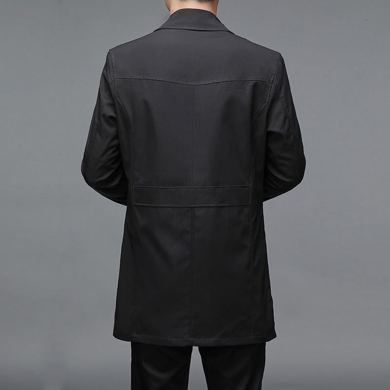 Arvid | Herre Trenchcoat Slim Fit Frakke - Dark Grey - Image 4