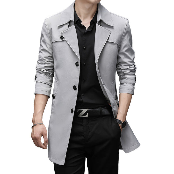 Arvid | Herre Trenchcoat Slim Fit Frakke - Dark Grey - Image 7