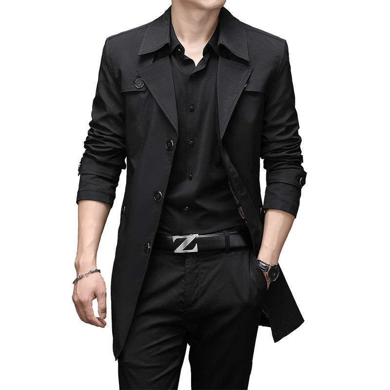 Arvid | Herre Trenchcoat Slim Fit Frakke - Dark Grey - Image 8