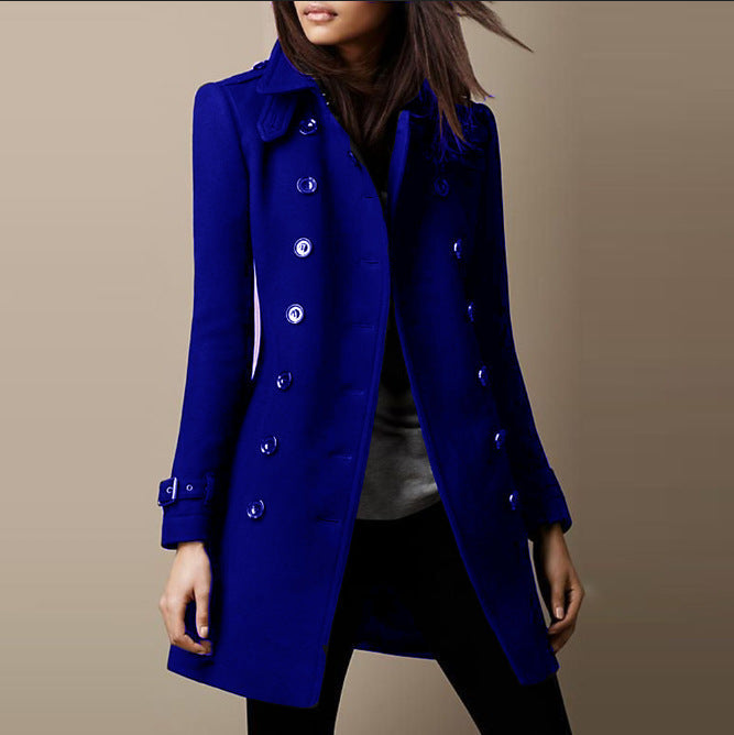 Astrid | Dame Dobbeltknappet Vinterjakke - Royal Blue - Image 2