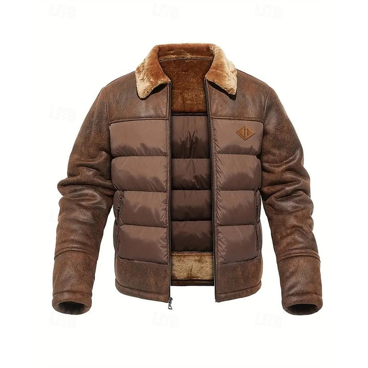 Baldwulf | Herre Vinterjakke Steppet med Fellkrave - Brown - Image 1