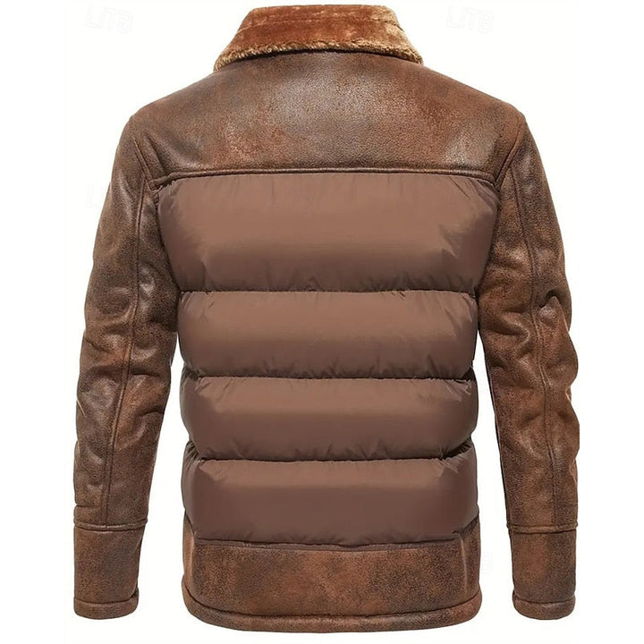 Baldwulf | Herre Vinterjakke Steppet med Fellkrave - Brown - Image 3