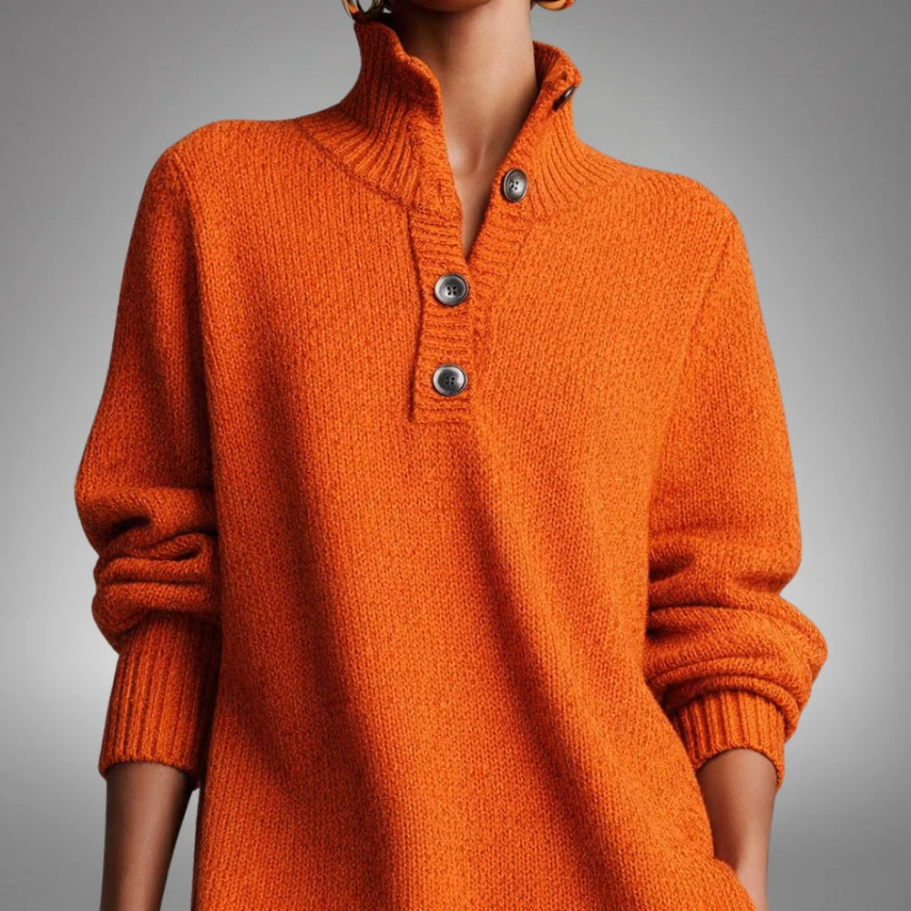 Belvind | Dame Strikket Midi Kjole Oversized - Orange - Image 2