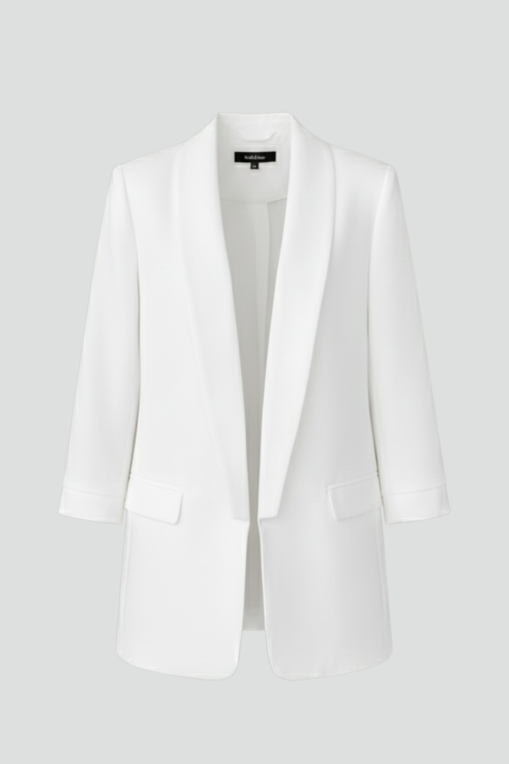 Belvona | Dame Blazer Hvid Lang Åben - White - Image 1