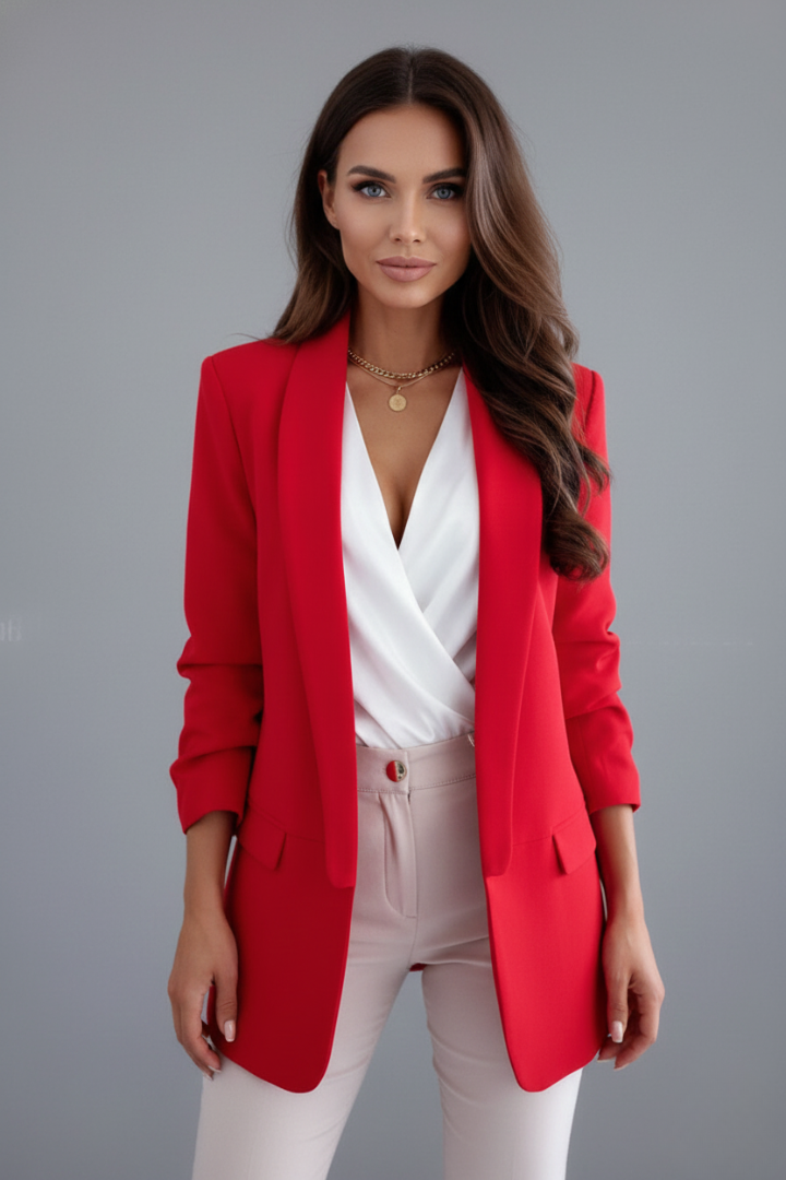Belvona | Dame Blazer Hvid Lang Åben - White - Image 7