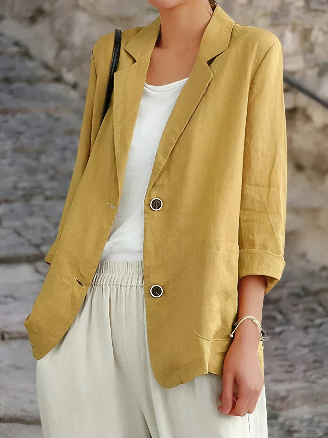 Belvona | Dame Casual Blazer Jakke - Mustard - Image 1