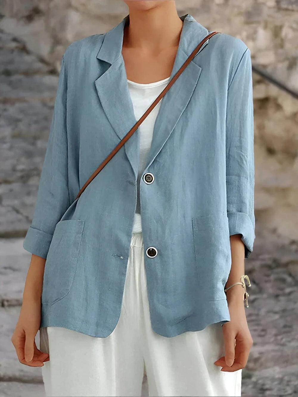 Belvona | Dame Casual Blazer Jakke - Mustard - Image 2