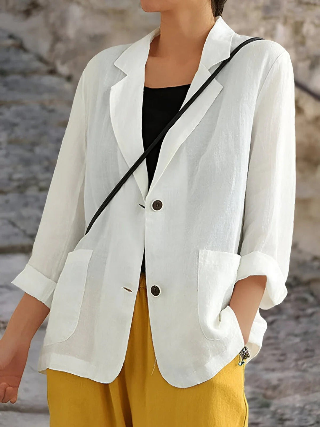 Belvona | Dame Casual Blazer Jakke - Mustard - Image 3
