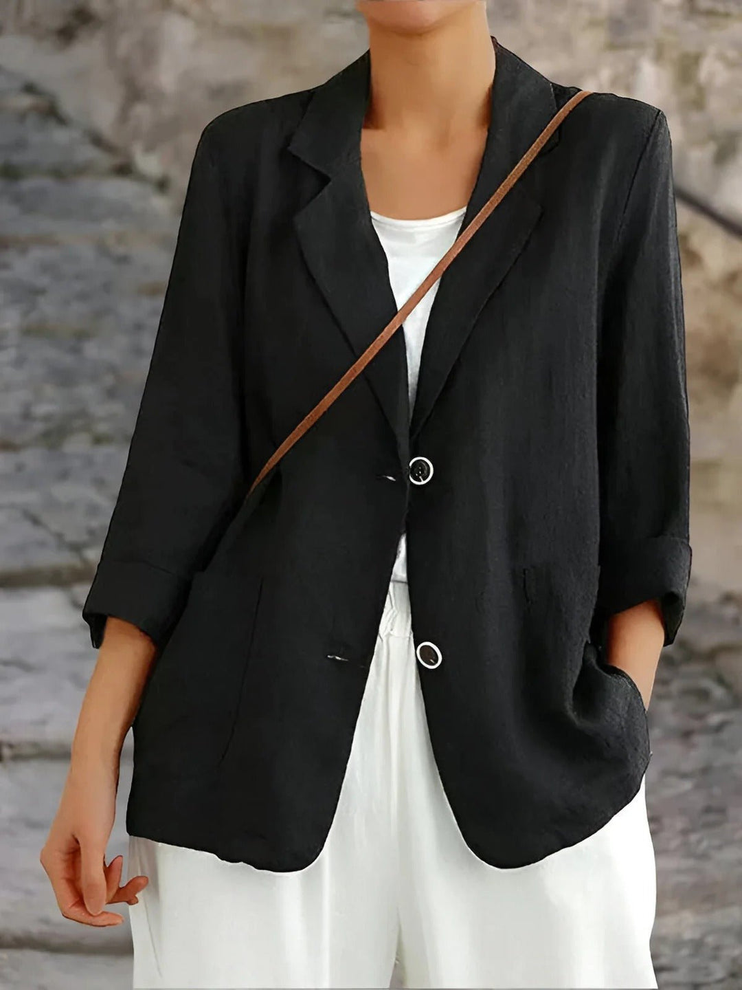 Belvona | Dame Casual Blazer Jakke - Mustard - Image 4