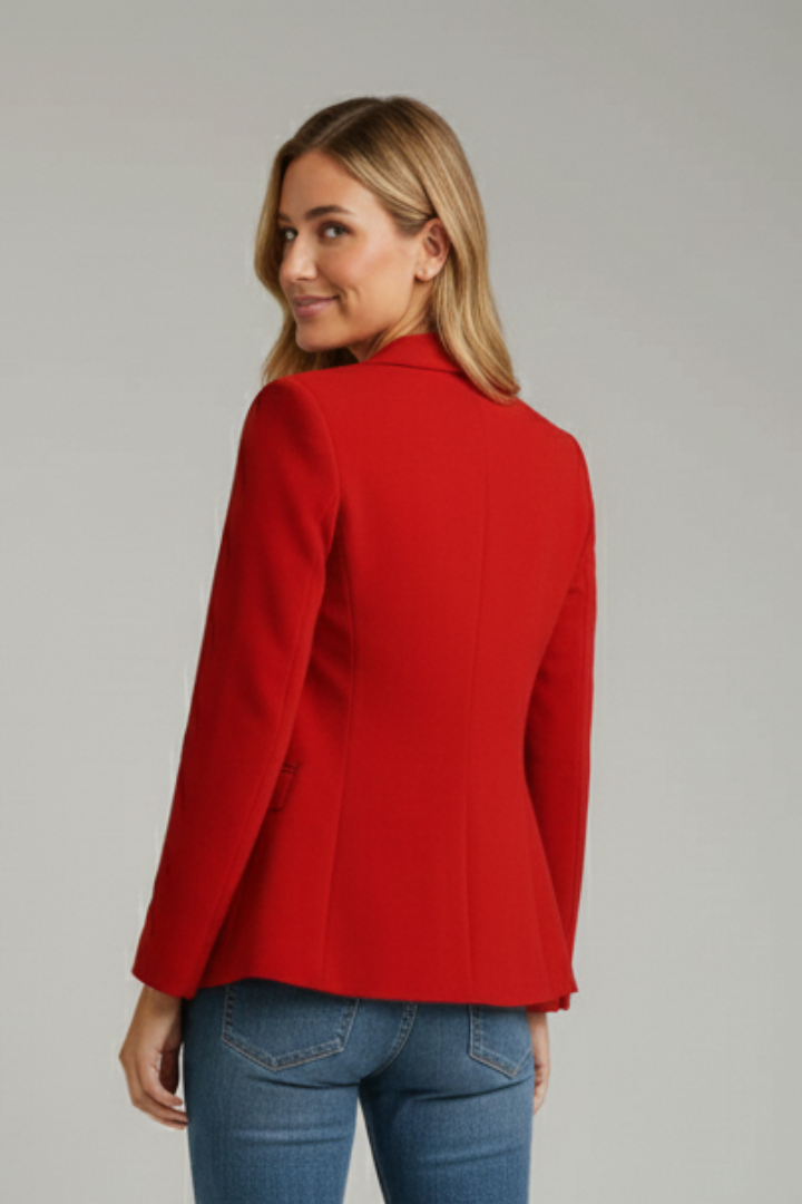 Belvorn | Dame Rød Jakke Enkeltknapset Blazer - Red - Image 5