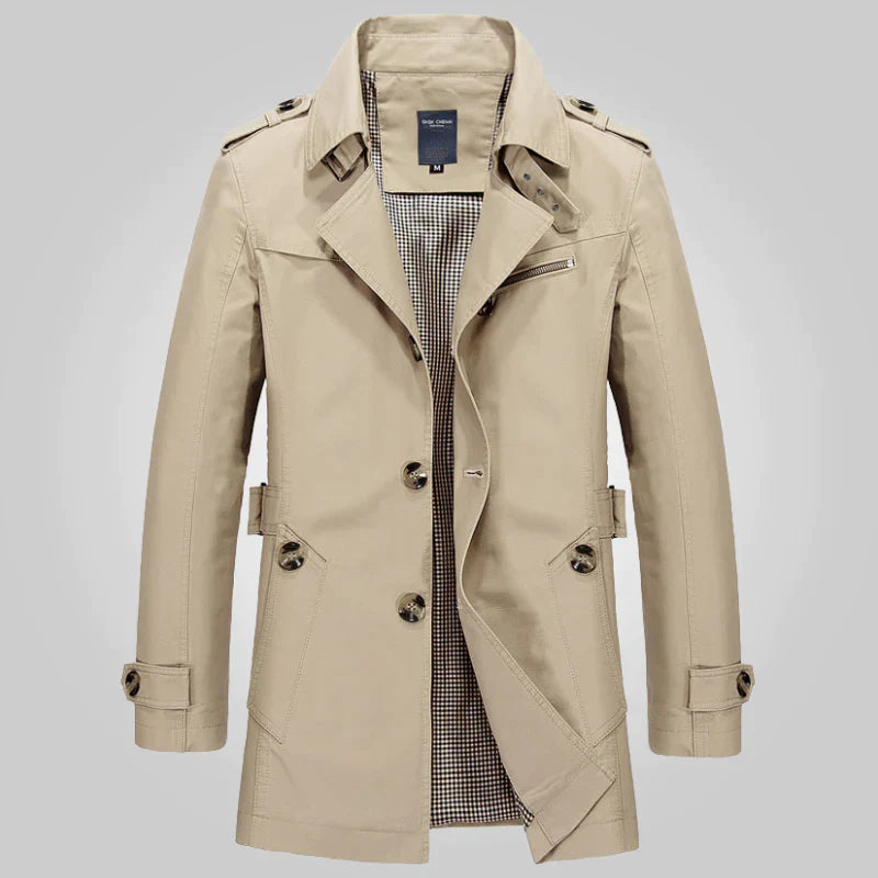 Bertram | Herre Trenchcoat Klassisk Frakke - Khaki - Image 1