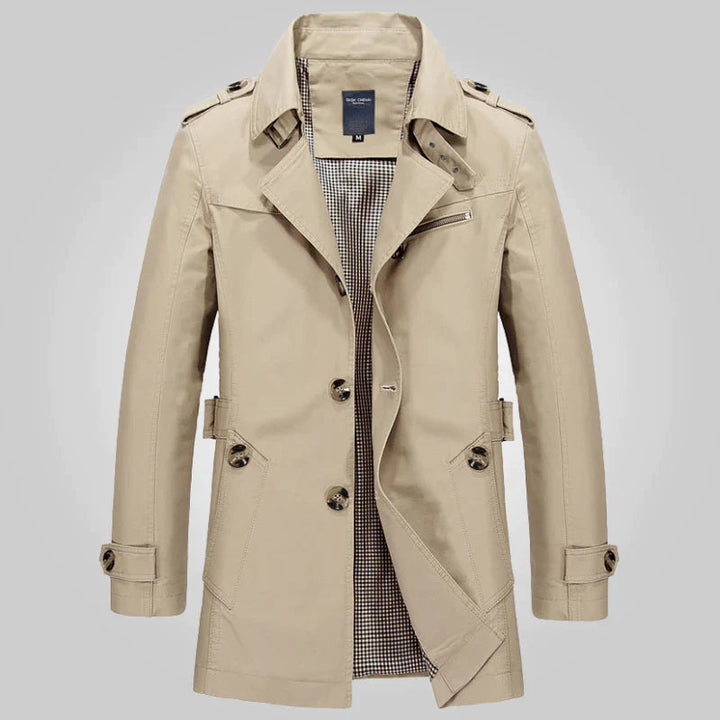 Bertram | Herre Trenchcoat Klassisk Frakke - Khaki - Image 1