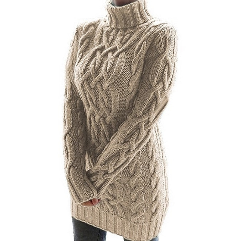 Borghildr | Dame Strik Rullekrave Sweater Kjole - Lilac - Image 3