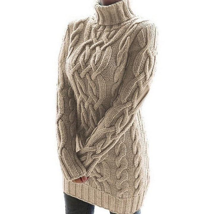 Borghildr | Dame Strik Rullekrave Sweater Kjole - Lilac - Image 3