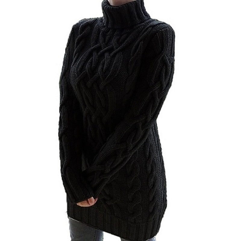Borghildr | Dame Strik Rullekrave Sweater Kjole - Lilac - Image 4