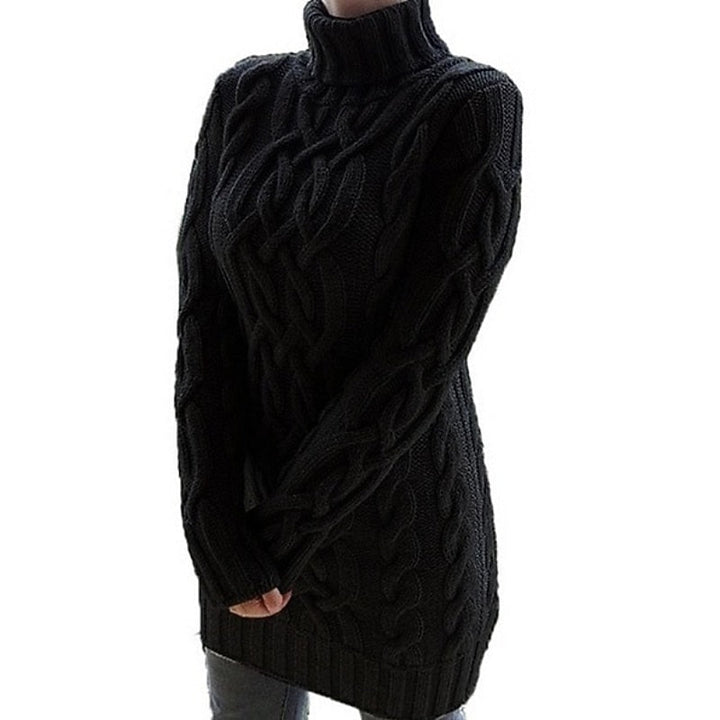 Borghildr | Dame Strik Rullekrave Sweater Kjole - Lilac - Image 4