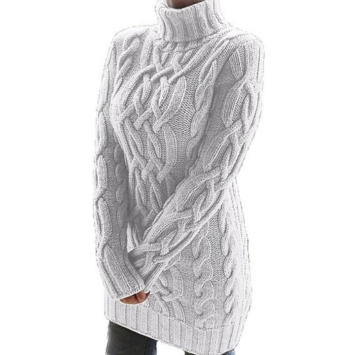 Borghildr | Dame Strik Rullekrave Sweater Kjole - Lilac - Image 5