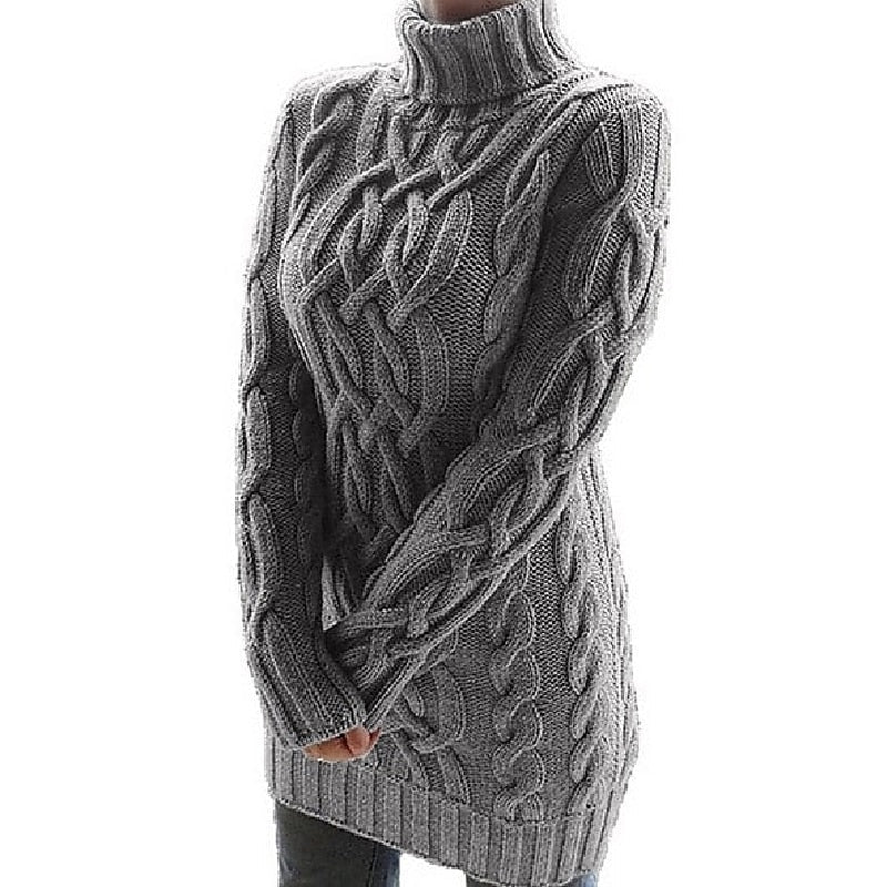 Borghildr | Dame Strik Rullekrave Sweater Kjole - Lilac - Image 6