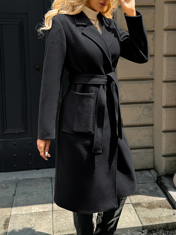 Cecilie | Dame Lang Frakke med Bælte - Camel - Image 16