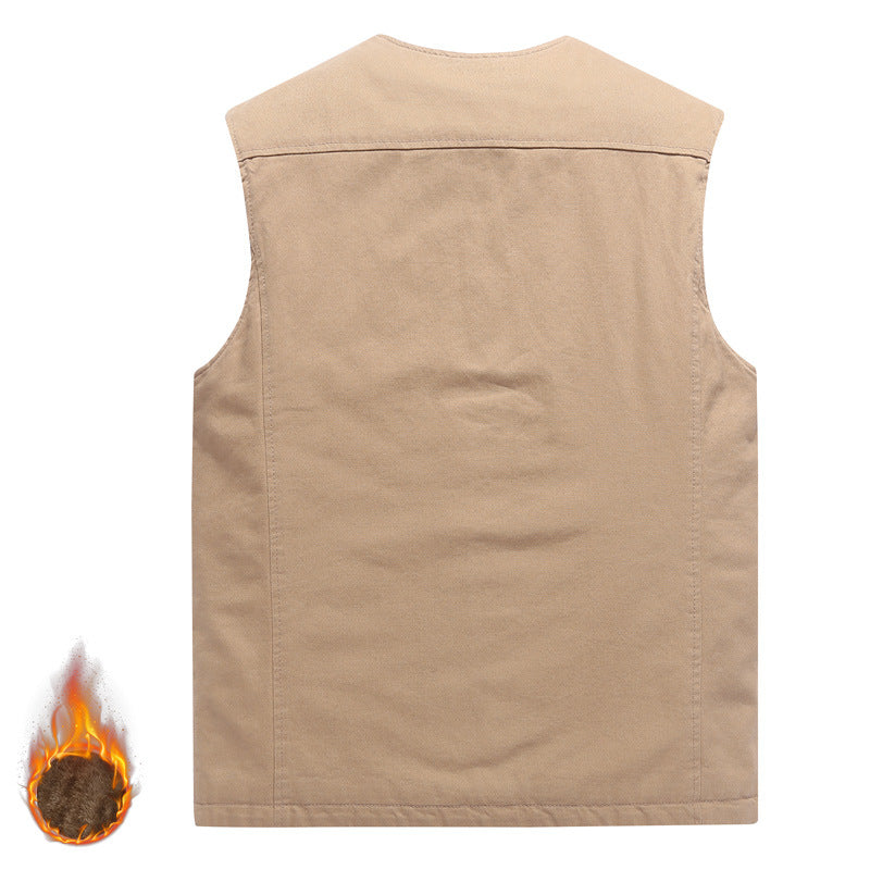 Corvald | Herre Fleecevest med Knapper - Khaki - Image 3