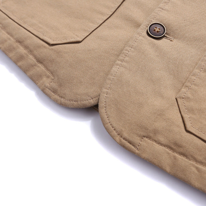 Corvald | Herre Fleecevest med Knapper - Khaki - Image 4