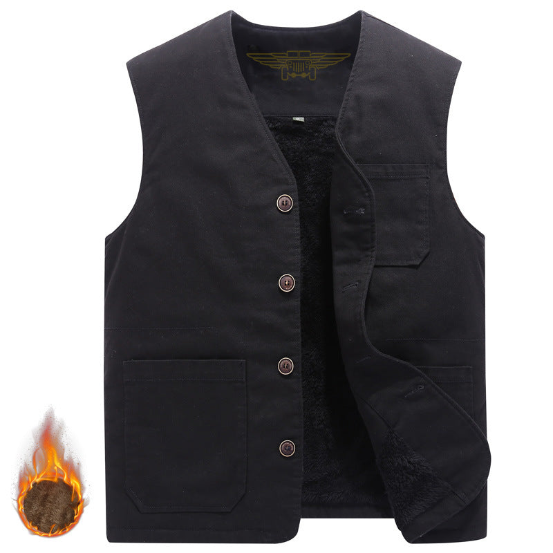 Corvald | Herre Fleecevest med Knapper - Khaki - Image 6