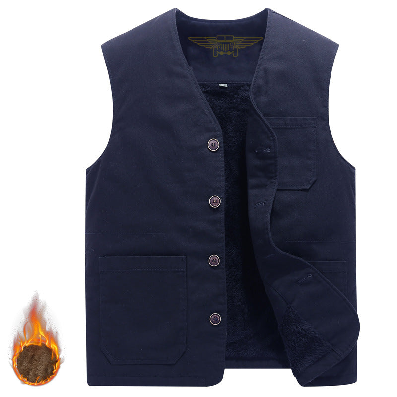 Corvald | Herre Fleecevest med Knapper - Khaki - Image 7