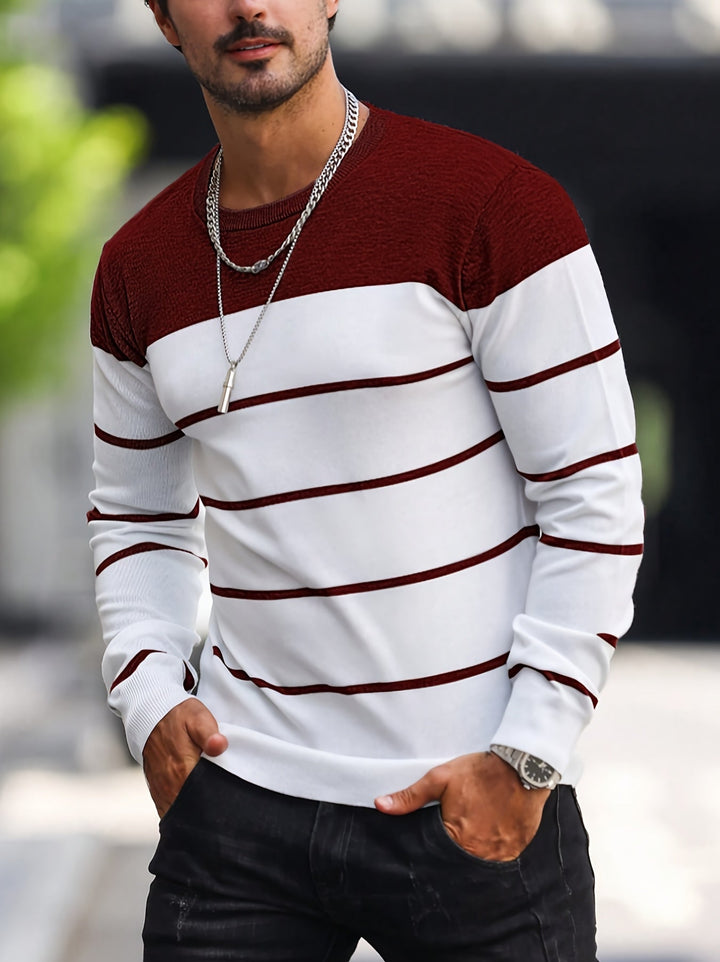 Corvald | Herre Strikpullover Stribet Rund Hals - Image 12