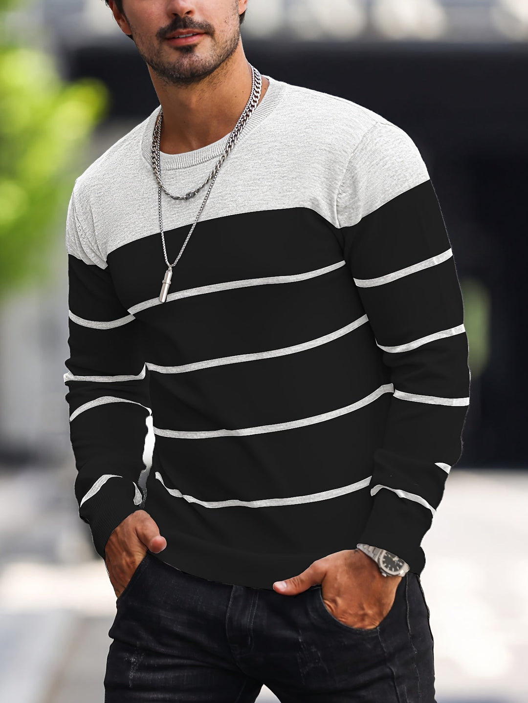 Corvald | Herre Strikpullover Stribet Rund Hals - Image 19