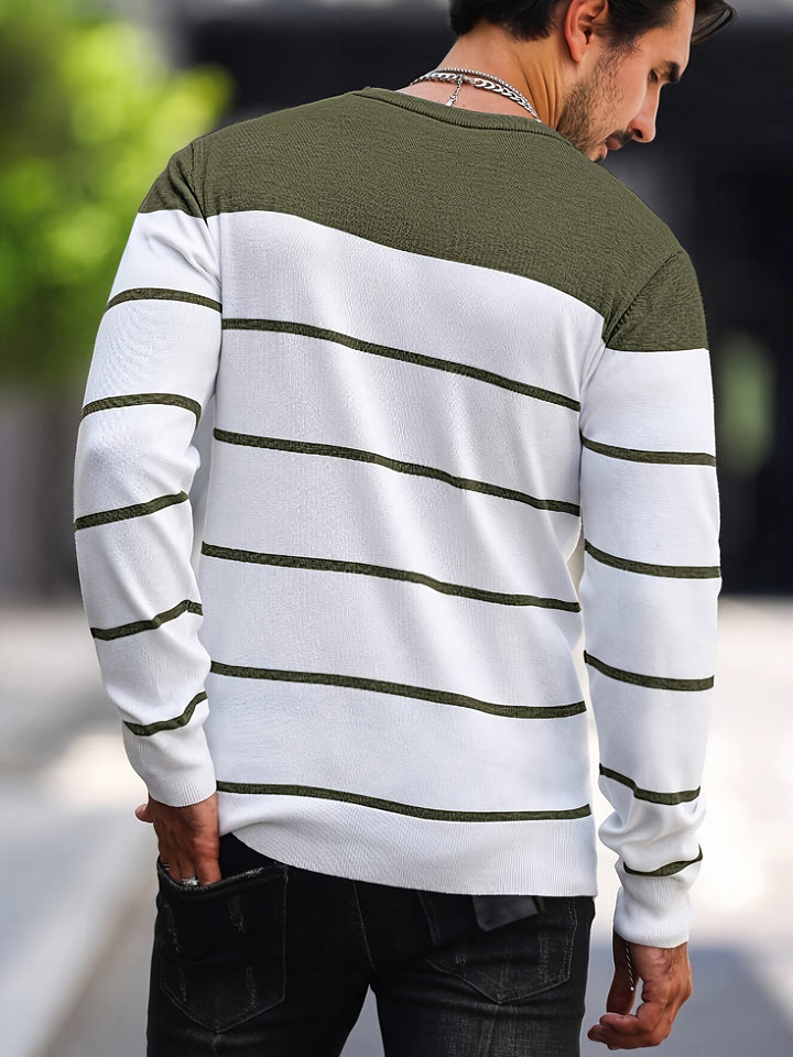 Corvald | Herre Strikpullover Stribet Rund Hals - Image 3
