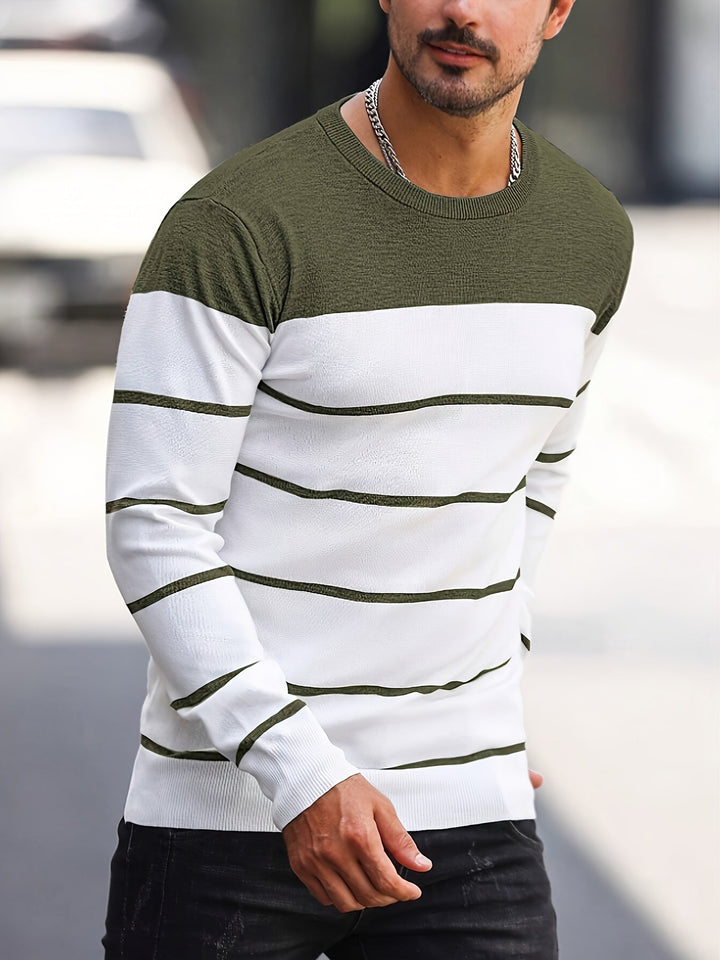Corvald | Herre Strikpullover Stribet Rund Hals - Image 5