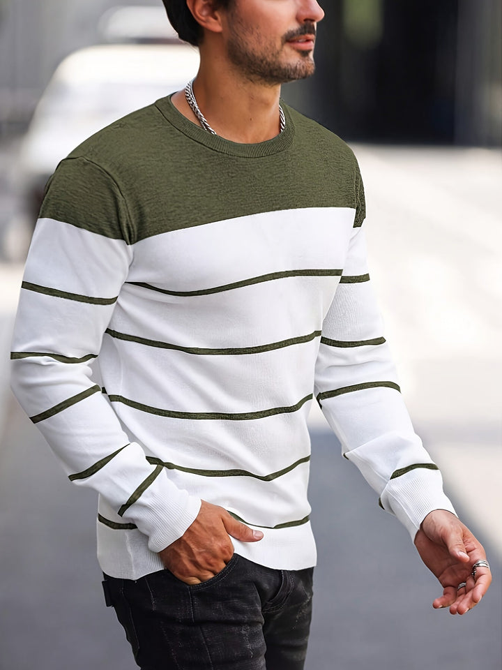 Corvald | Herre Strikpullover Stribet Rund Hals - Image 8