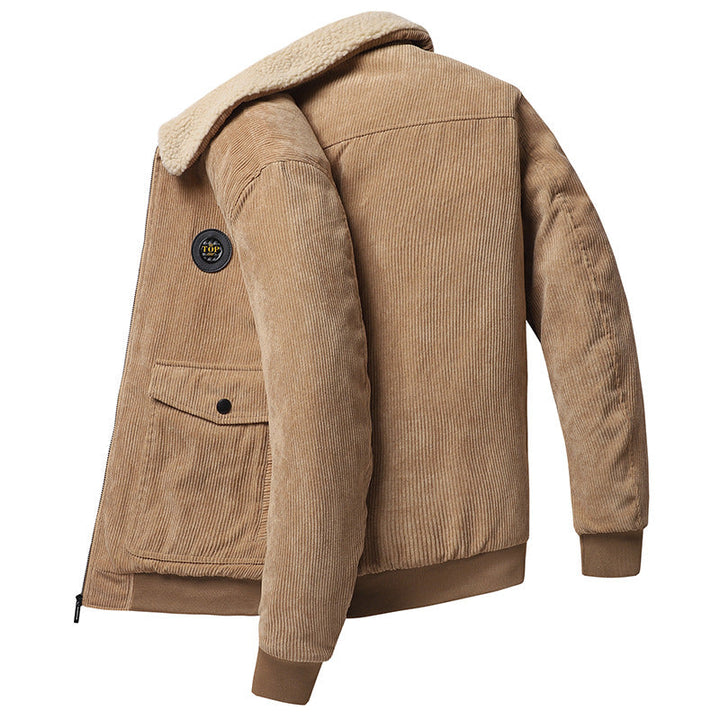 Dolvarn | Herre fleecejakke kordfløjl med teddykrave - Khaki - Image 8
