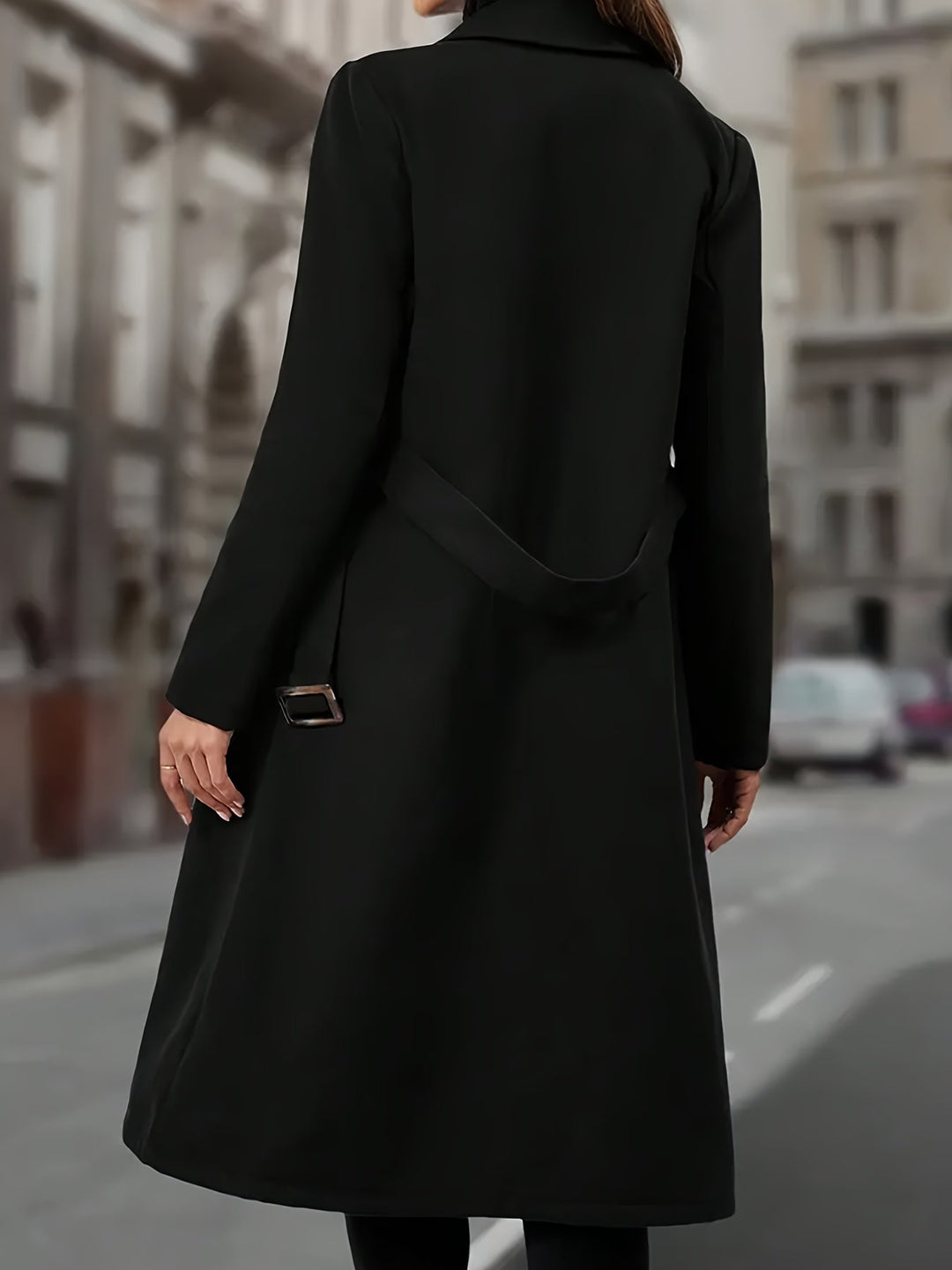 Dorthe | Dame Langfrakke Dobbeltknappet Sort - Black - Image 2