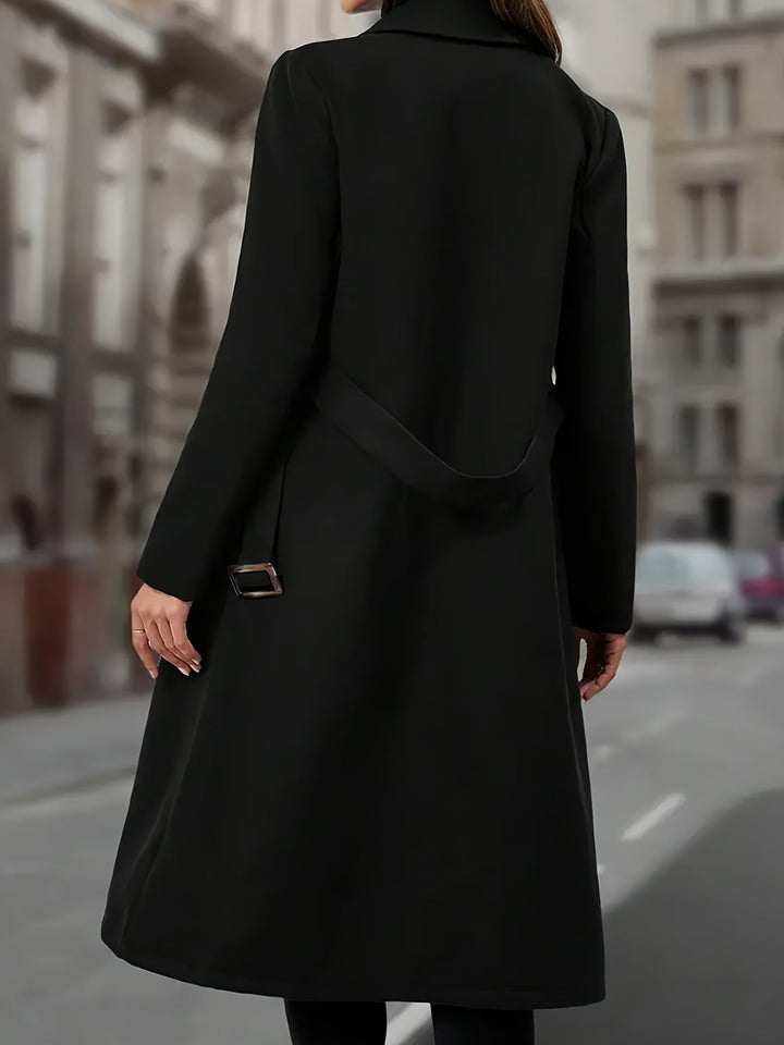 Dorthe | Dame Langfrakke Dobbeltknappet Sort - Black - Image 2