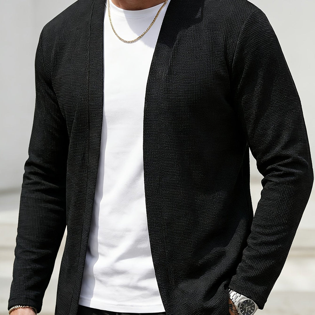 Edbert | Herre Strik Cardigan Åben Front - Black - Image 1