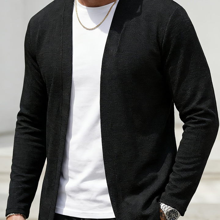 Edbert | Herre Strik Cardigan Åben Front - Black - Image 1