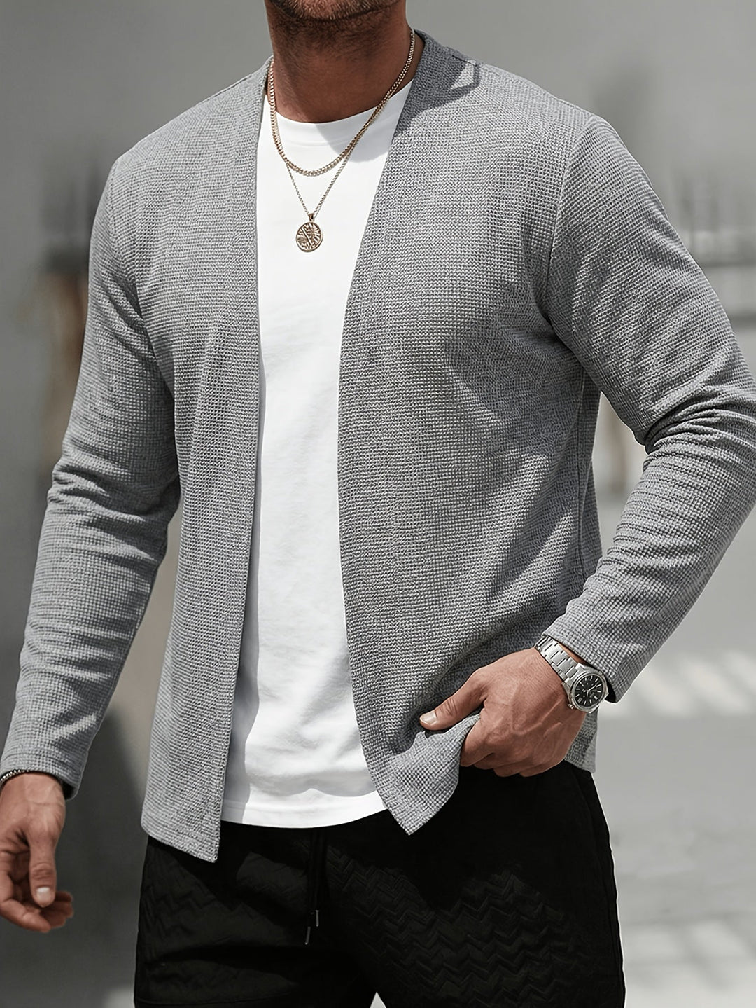 Edbert | Herre Strik Cardigan Åben Front - Black - Image 10
