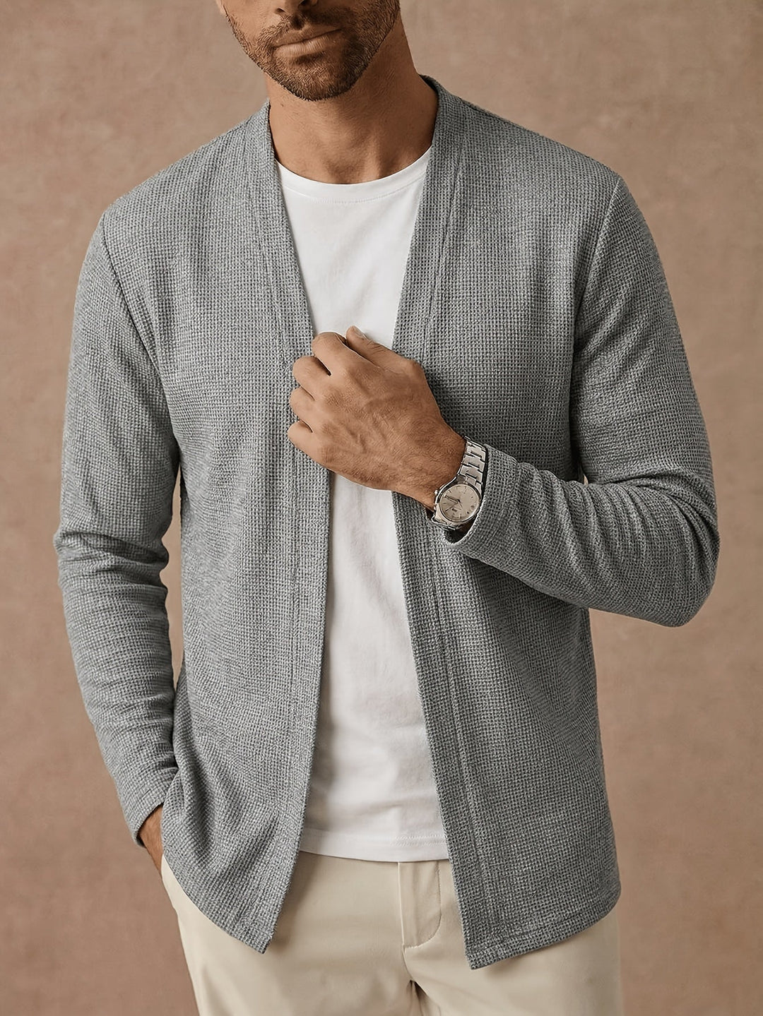 Edbert | Herre Strik Cardigan Åben Front - Black - Image 11