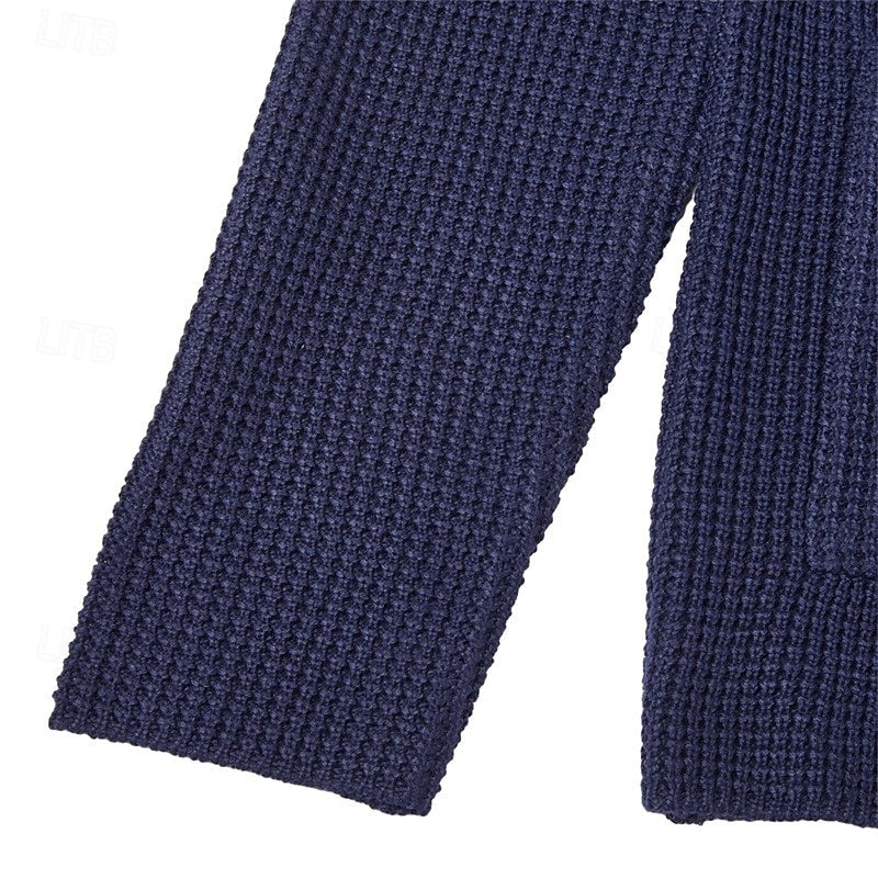 Edvald | Herre Strikjakke Stehkrave Vaffelstrik - Cream - Image 11